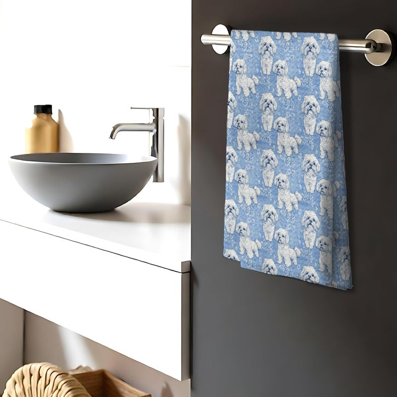 Nipil Shih Tzu Dog Gifts for Light Blue Chinoiserie Floral Decor Kitchen Towels，Blue Shih Tzu Dog Grandmillennial Decorative Dish Tea Towels for Kitchen Bathroom,16x24 Inch - Image 3
